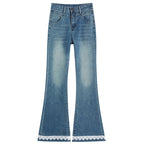 Lace Denim Bell Bottom Pants For Women