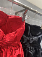 Sleeveless Tube Top Asymmetric Pendant Grosgrain Top