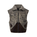 Splicing Denim Vest Jacket Men's Summer Zipper Sleeeless Camisole