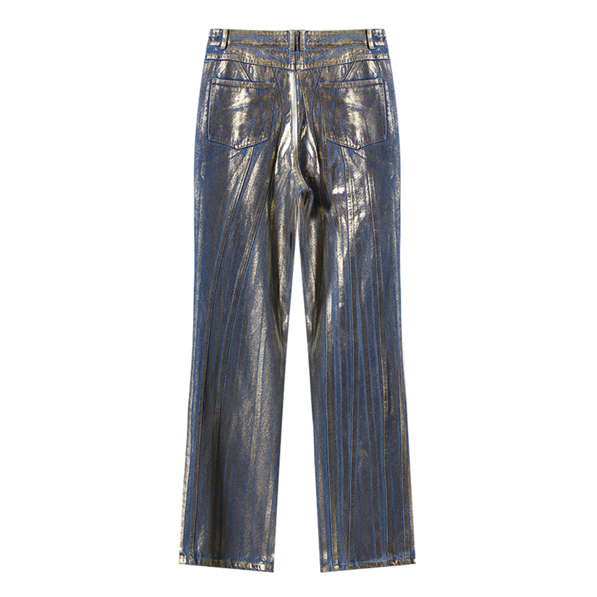 Gilding Jeans Slant Buckle Waist Stitching Strip Brush Silver Powder Craft