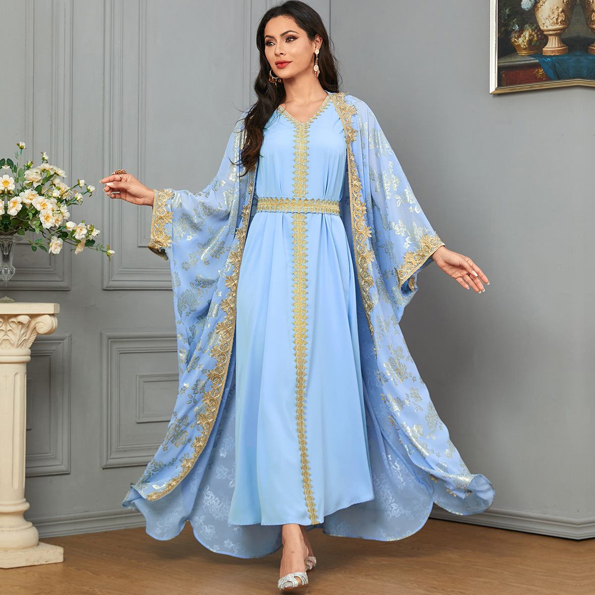 Cardigan Polyester Robe Dubai Dress
