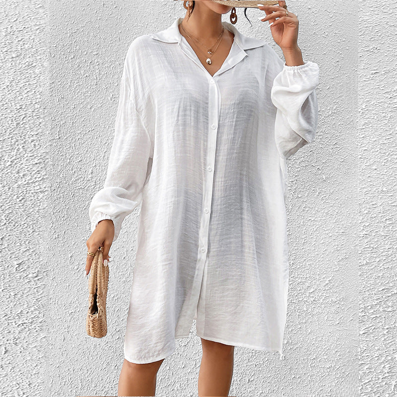 Tencel Slub Cotton Long-sleeved Shirt For Women