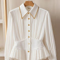 Special Interest Light Luxury High-grade Pleated Collar White Shirt