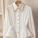 Special Interest Light Luxury High-grade Pleated Collar White Shirt