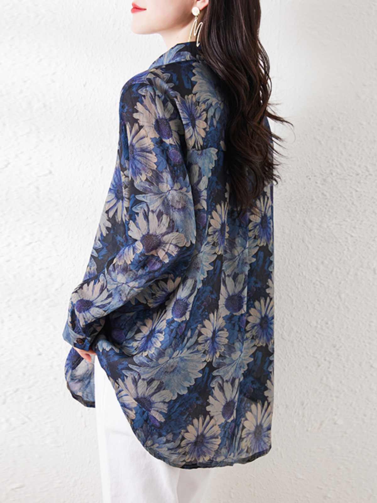 Plus Size Sun Protection Women's Loose Chiffon Shirt