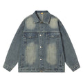Washed Light Color Denim Jacket Men's Retro Baseball Uniform