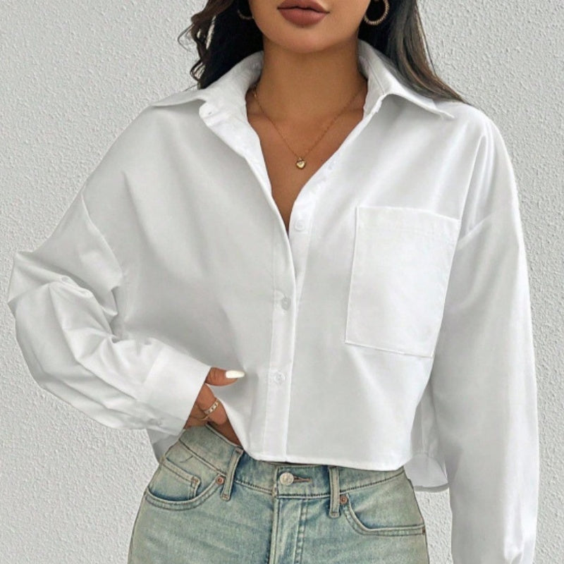 Fashion Solid Color Loose-fitting Women's Shirt Top